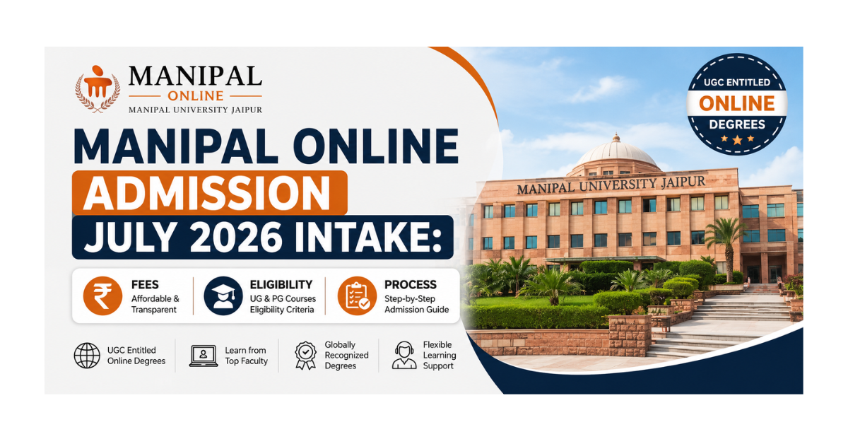 Student checking Manipal Online July 2026 admission fees and eligibility details on a laptop